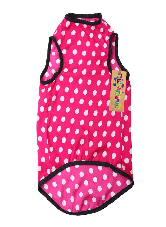 Western Era Funky Soft Cotton Dog T-Shirt | Comfortable & Breathable Dog Clothing | Stylish Sleeveless Vest Pet Outfit (Polka Pink) (XXXLarge) (30inches) - Image 4